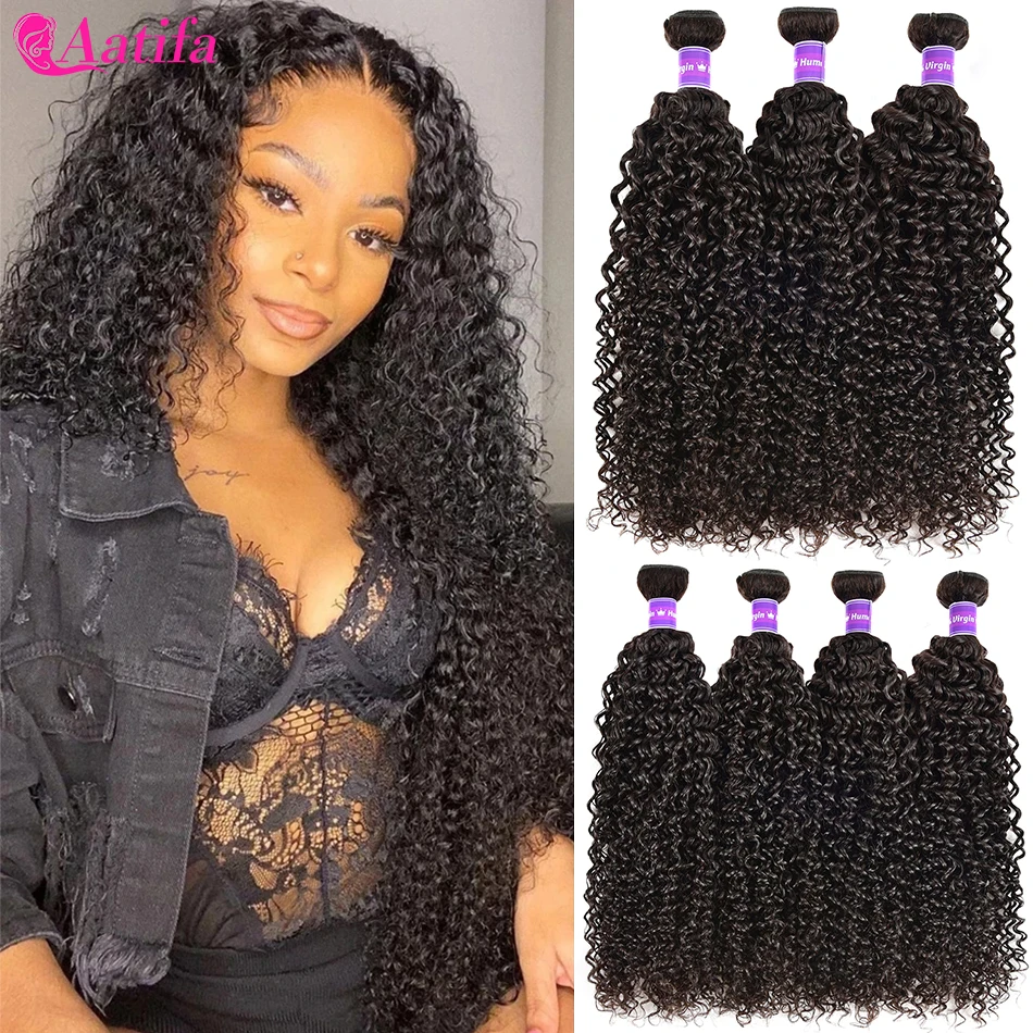 

Kinky Curly Human Hair Bundles 1/3/4 Pcs Indian Remy Hair Weave Bundle Kinky Curly Bundles Natural Color Hair Extensions 30" 32"