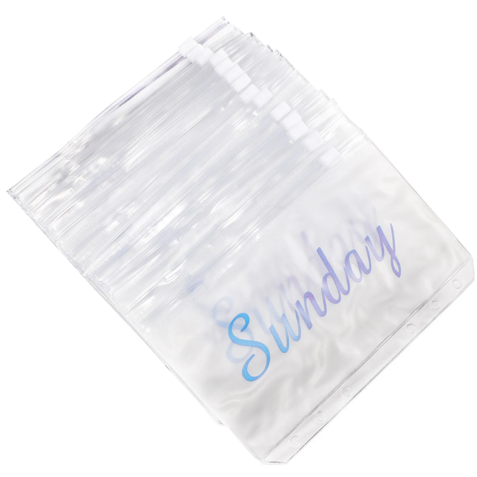 

14Pcs A6 Transparent PVC Zipper Binder Pockets Organizer Sheet for Document Filing Cash Envelopes Loose Leaf Bags Money Saving