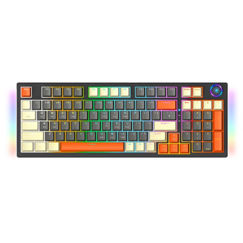 teclado mecanico para jogos de esportes eletronicos hot swap modos rgb 24 ghz sem fio usb tipo c bluetooth 51 usb 96 key h96 v3 24 1800 01