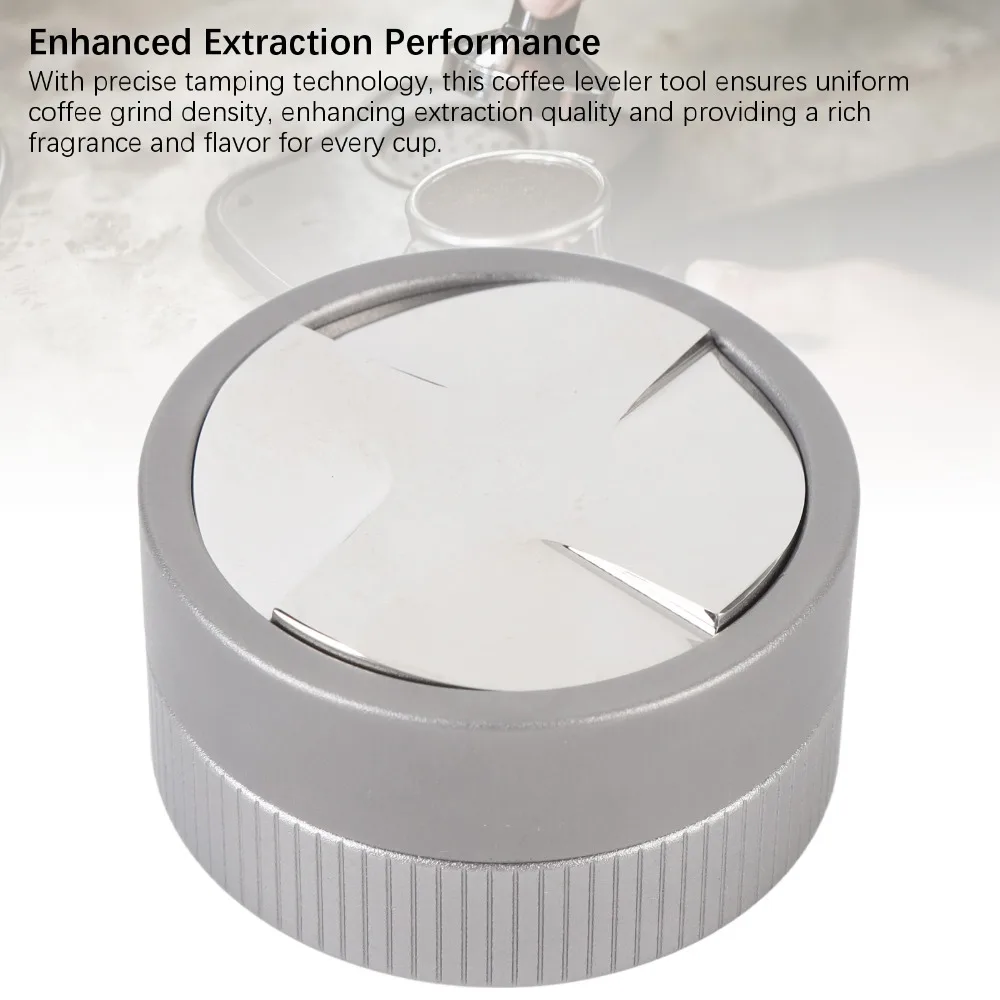 304 Stainless Steel Coffee Tamper Distributor Auto Height Adjustable Gravitational Design Coffee Distribution Tool