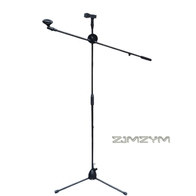 Metal Portable Live Streaming Stand Lift Telescopic Foldable Dual Wheat Design Microphone Floor Stand Stage Microphone Rack