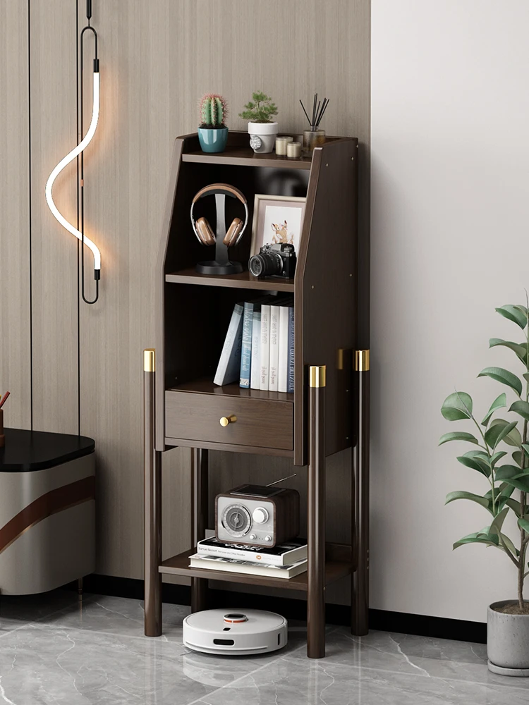 

Small bookshelf shelf Floor-to-ceiling small bookcase Living room TV side cabinet High-end bedside locker Wall corner cabinet Ho