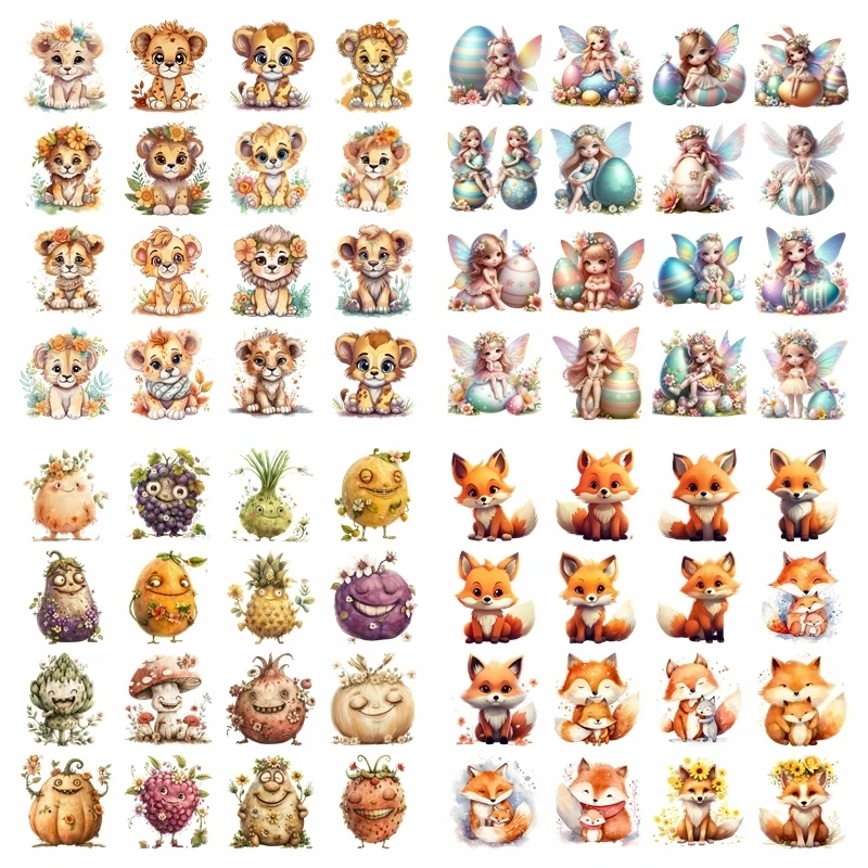 

14CM Lion Fox Fruit heat transfer iron on printing vinyl stickers T-shirt stickers DIY Toy doll clothing decoration