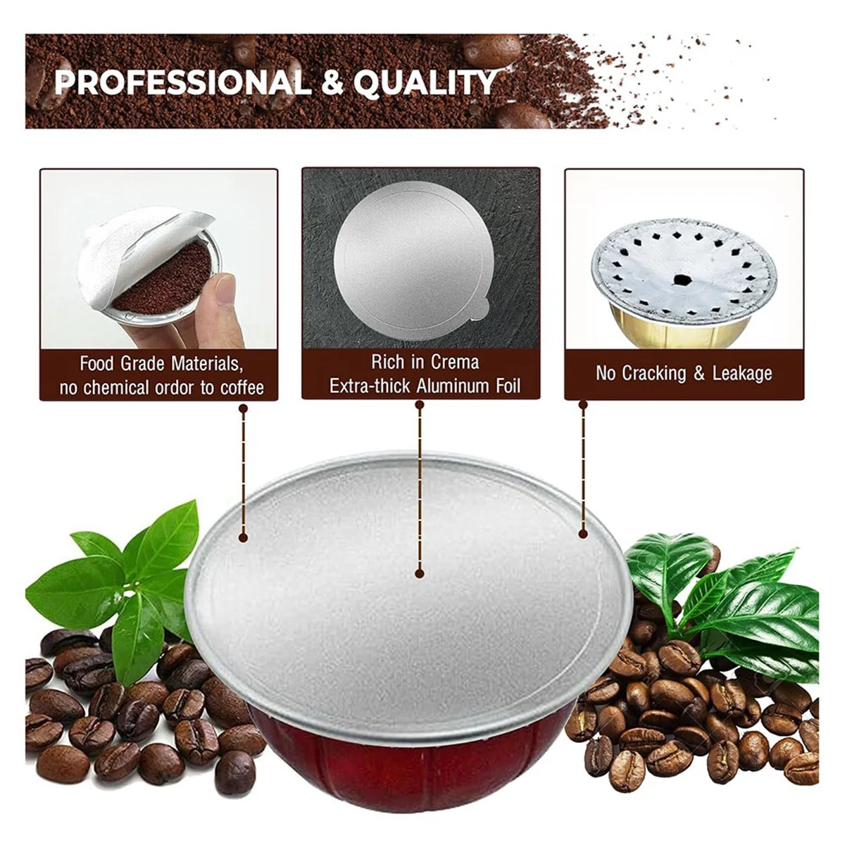 Aluminum Foil Lids for Reusing Nespresso Capsules - for Vertuoline and Vertuo - Reusable Coffee Pod Covers (100 Pcs) TQ