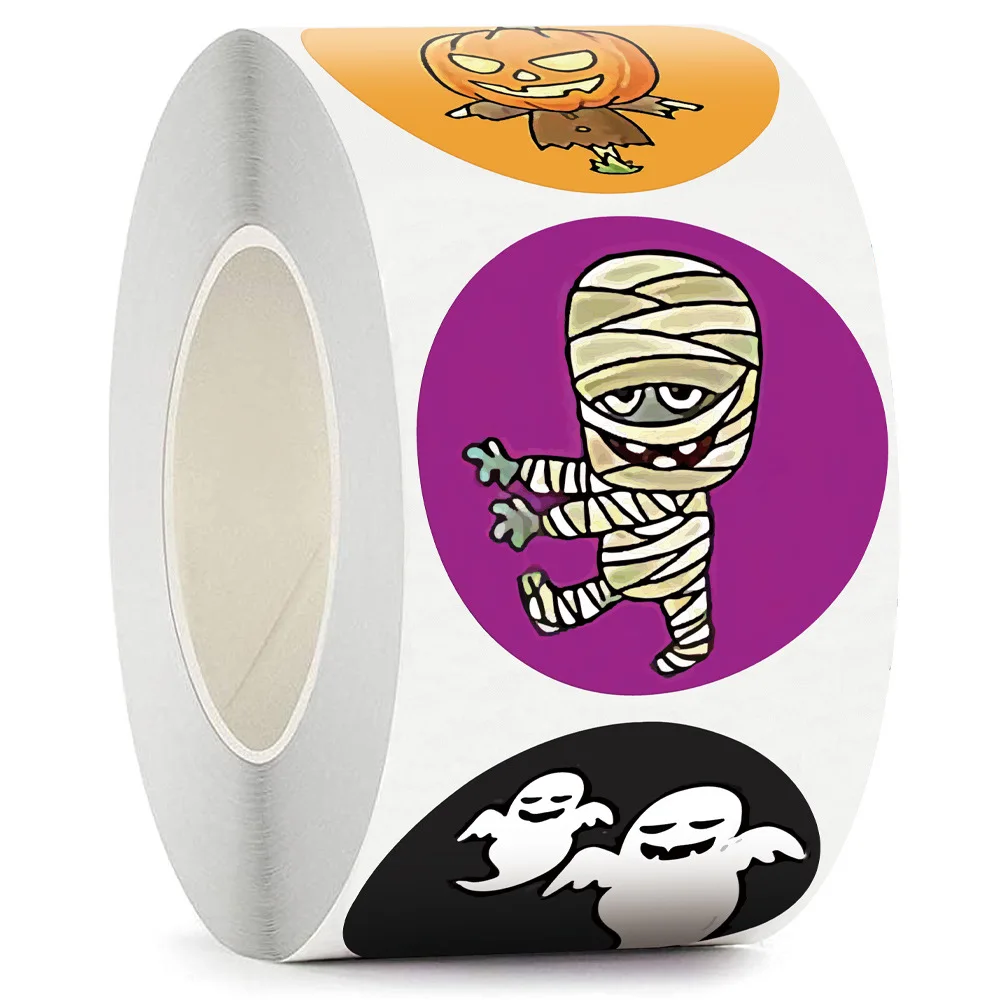 100–500 Stück Halloween-Kürbis-Geist-Aufkleber, Verpackung, Siegeletikettenaufkleber, 2,5 cm, Geschenkaufkleber, Etiketten, Horror-Kreation, Dekoration – Detail 5
