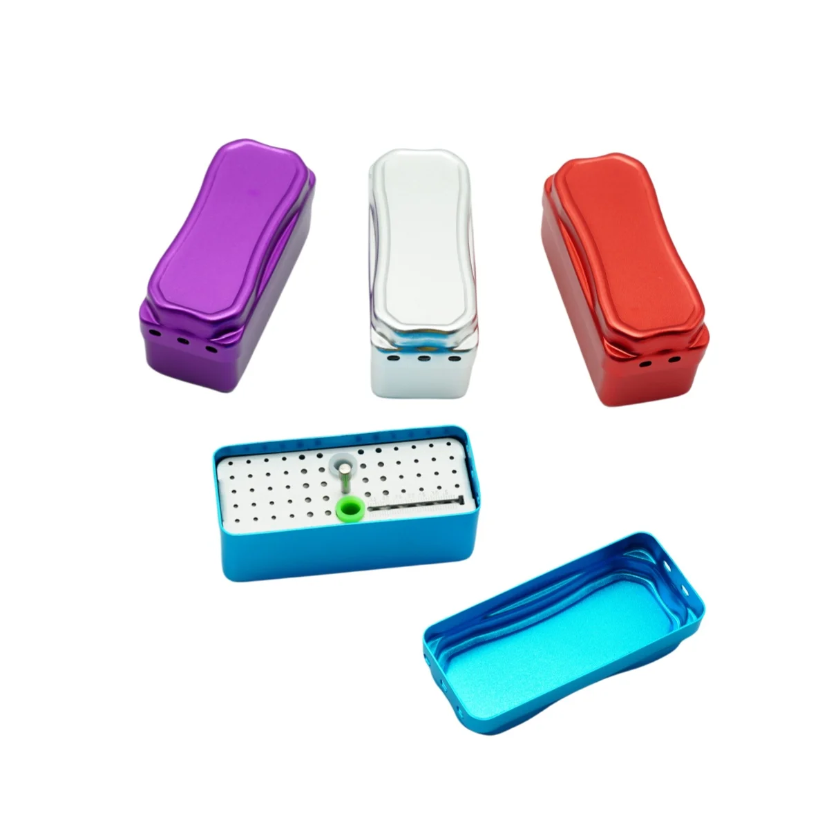 

1PC 72Holes Aluminum Dental Sterilizer Box For Burs 4Colors Autoclave Case Dentist Tools Holder