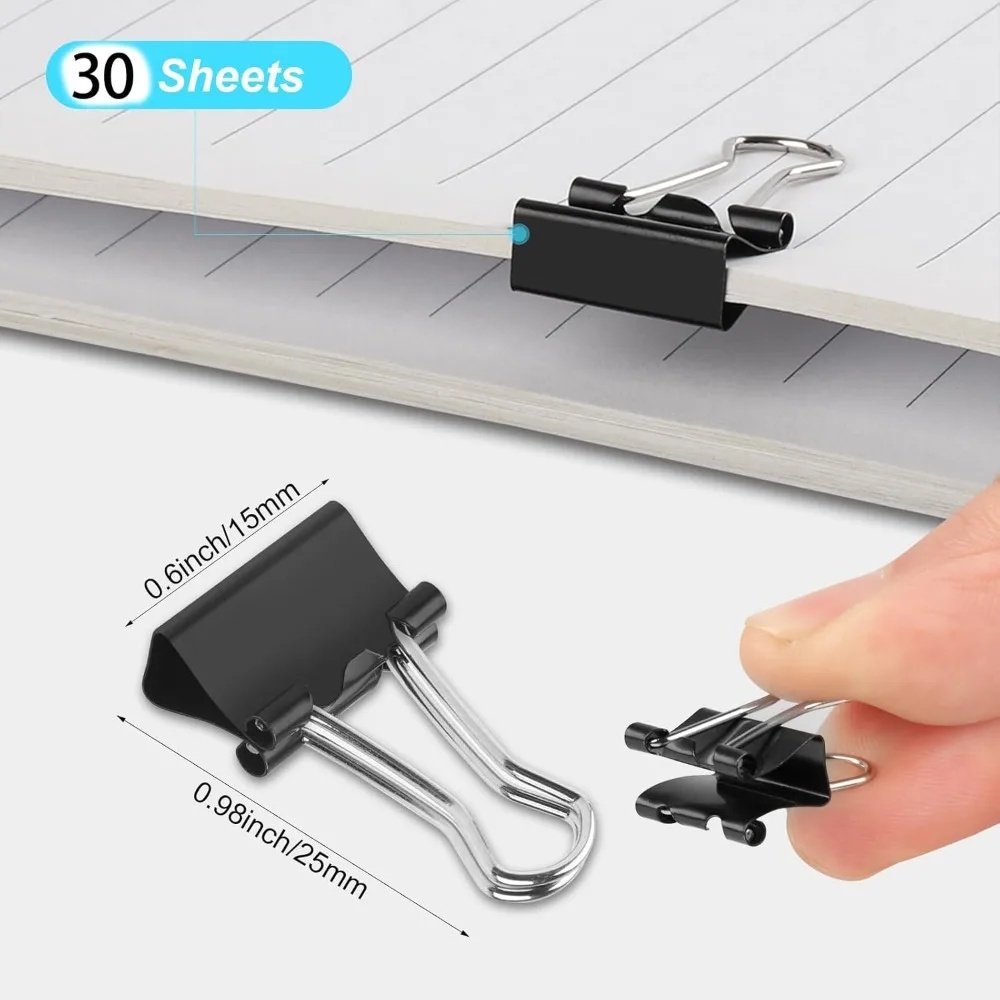 120 Pcs Mini Binder Clips, Small Binder Clips Black, 15mm Paper Clips for Office