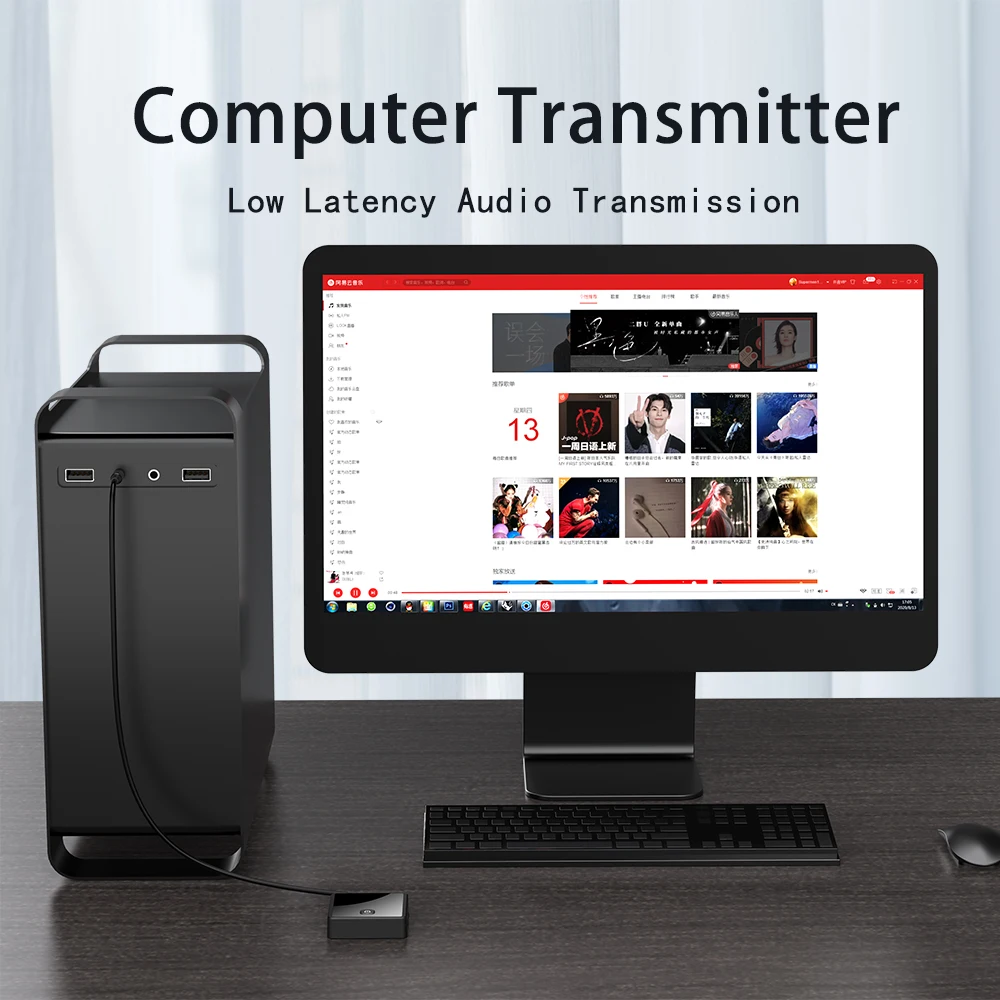 낮은 대기 시간 Bluetooth 오디오 송신기 수신기 3.5mm AUX 잭 광학 SPDIF Hifi 무선 오디오 어댑터 (PC TV 차량용 스피커 용) 썸네일 5