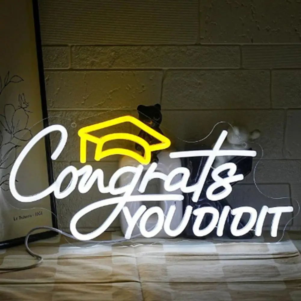 LED Neon Sign Congrats Grad Graduation Party Decoration Adjustable  Usb Powered Led Neon Graduation Sign Lamp Gift for Class