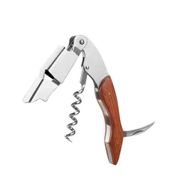 Waiter's Corkscrew with Red Pear Wood Handle for Beer or Wine Bottle Easy to Carry for Picnic Time Kitchen Accessories or Barman