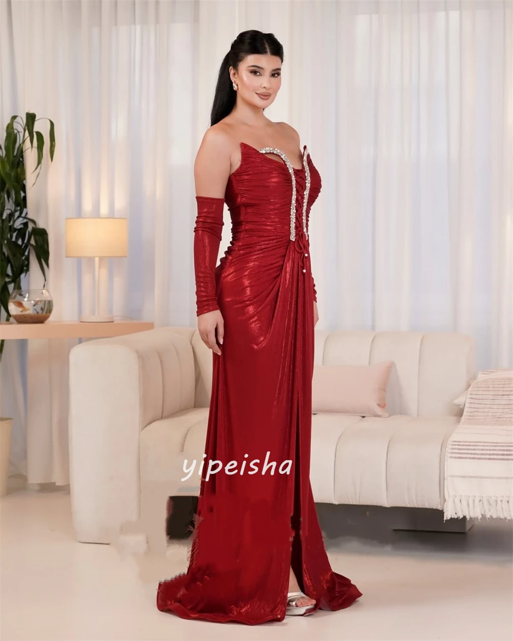 カスタマイズされたレトロエレガントなラインストーンシャーリングマーメイドスイートハートロングドレスオーダーメイドオケージョンドレス高品質サイズあり