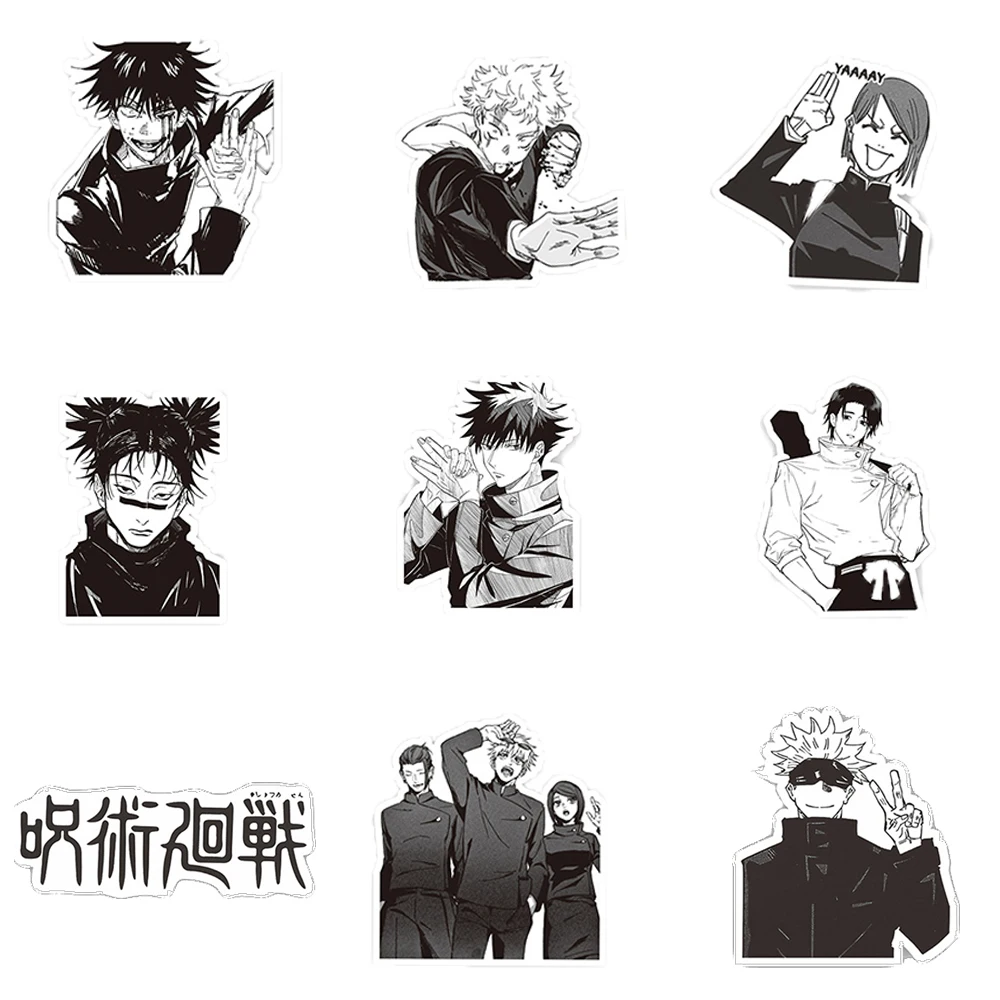 10/30/65PCS Black White Jujutsu Kaisen Anime Stickers Decoration Suitcase Scrapbooking Laptop Phone Stationery Manga Kid Sticker