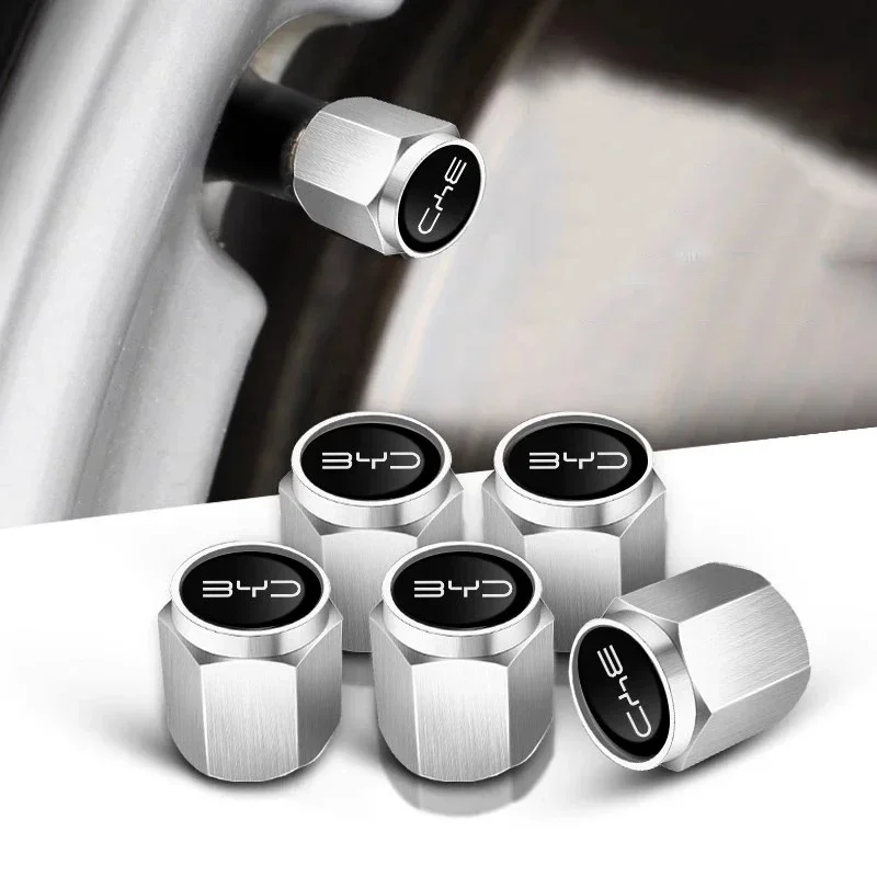

5Pcs Heavy Duty Metal Wheel Air Caps For BYD Dolphin Seal U Frigate 07 Yuan Plus Seal Tire Stem Dustproof Cover Trim
