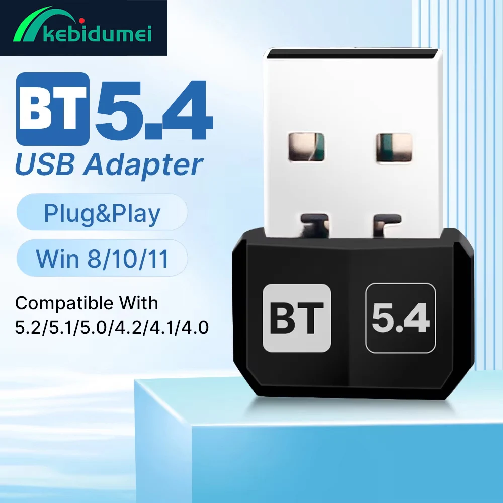 

Kebidumei USB Bluetooth5.4 Adapter USB Dongle for PC Speaker Wireless Mouse Keyboard Music Audio Receiver Transmitter Drive free