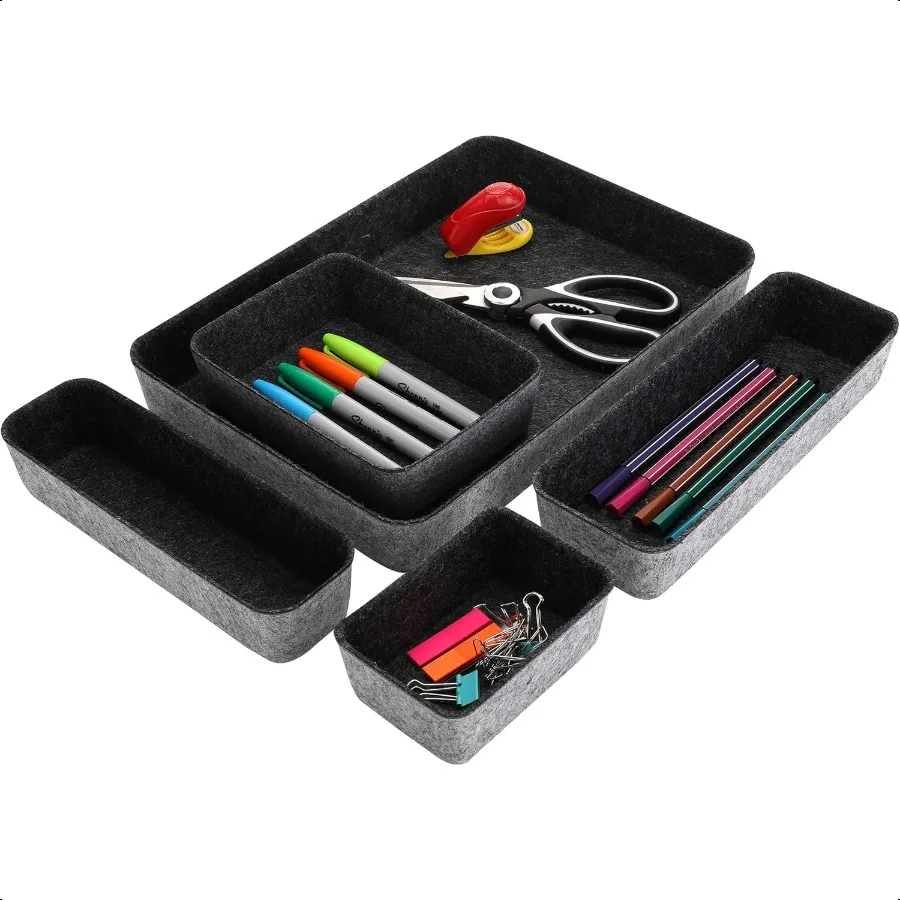 Welaxy, 5 шт., фетровый органайзер для ящиков стола, бумажные лотки для писем, сортировщик файлов, настольные контейнеры для хранения папок для документов, элегантный минимальный