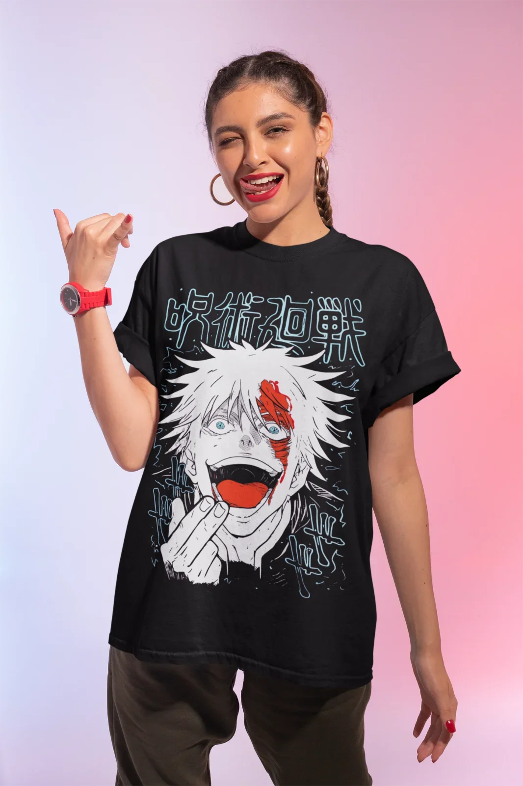 Jujutsu Kaisen Gojo Satoru Black T-Shirt Anime Manga T-Shirt Soft Tee