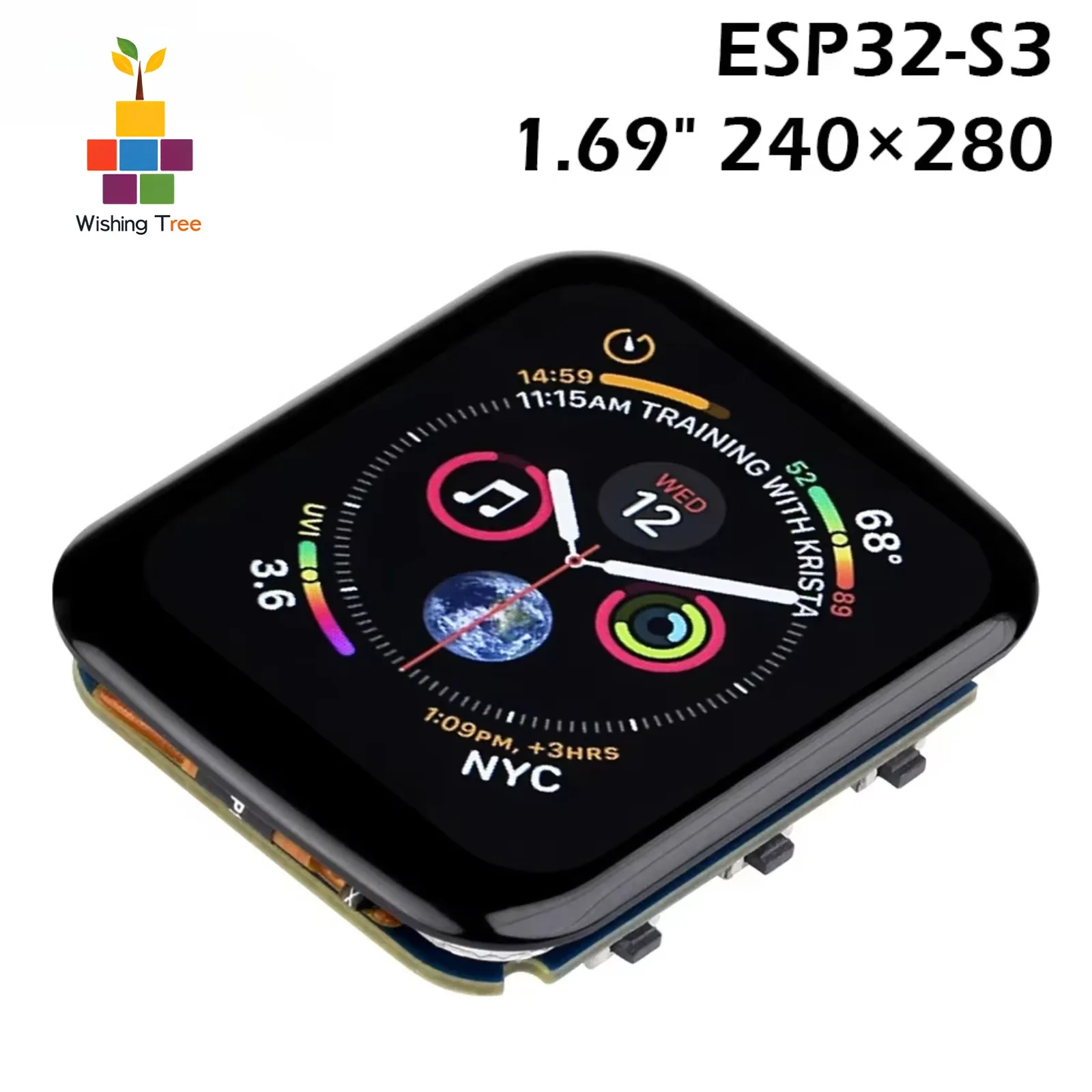 

ESP32-S3 Development Board with 1.69" Touch LCD 240x280 262K Color + 6-Axis IMU Sensor Compact Design