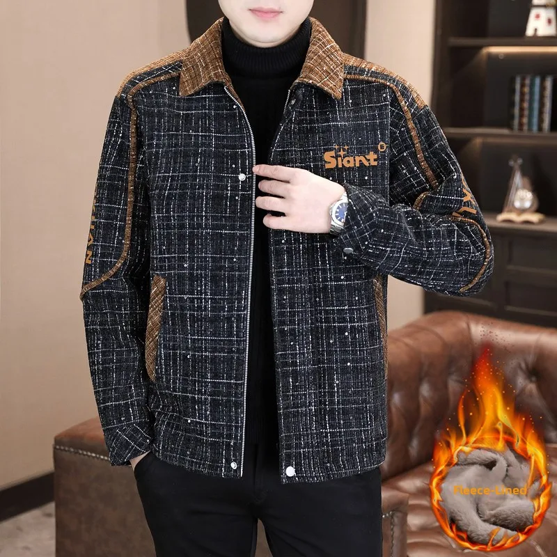 

2026 Winter Thiened Fce Casual ort Jaet Men's Faion Versatile Warm Top Stand Fit Polyester Silver Fur Lined