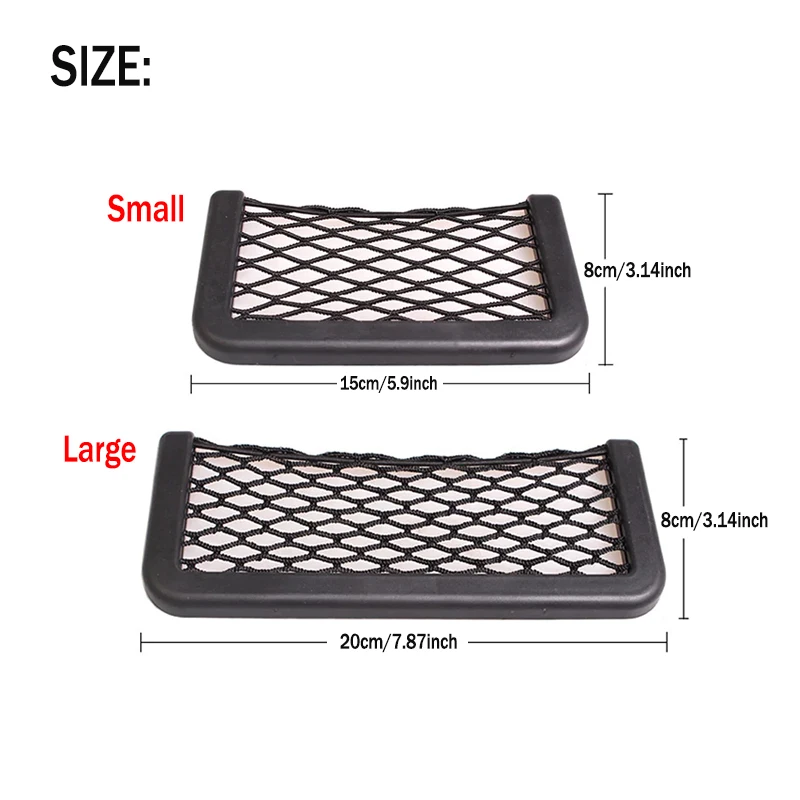 1Pc Car Universal Organizer Mesh Storage Bag Auto Paste Net Pocket Card Phone Holder Storage and Organization Car Accessories