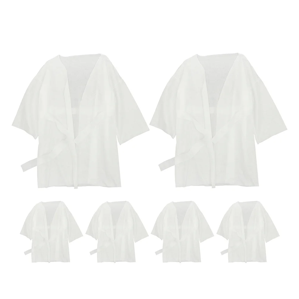 

6Pcs Disposable Bathrobe and Bath Skirt Combo Soft Comfortable Towel Wrap for Spa Beauty Salon Hot Spring Hotel Reusable