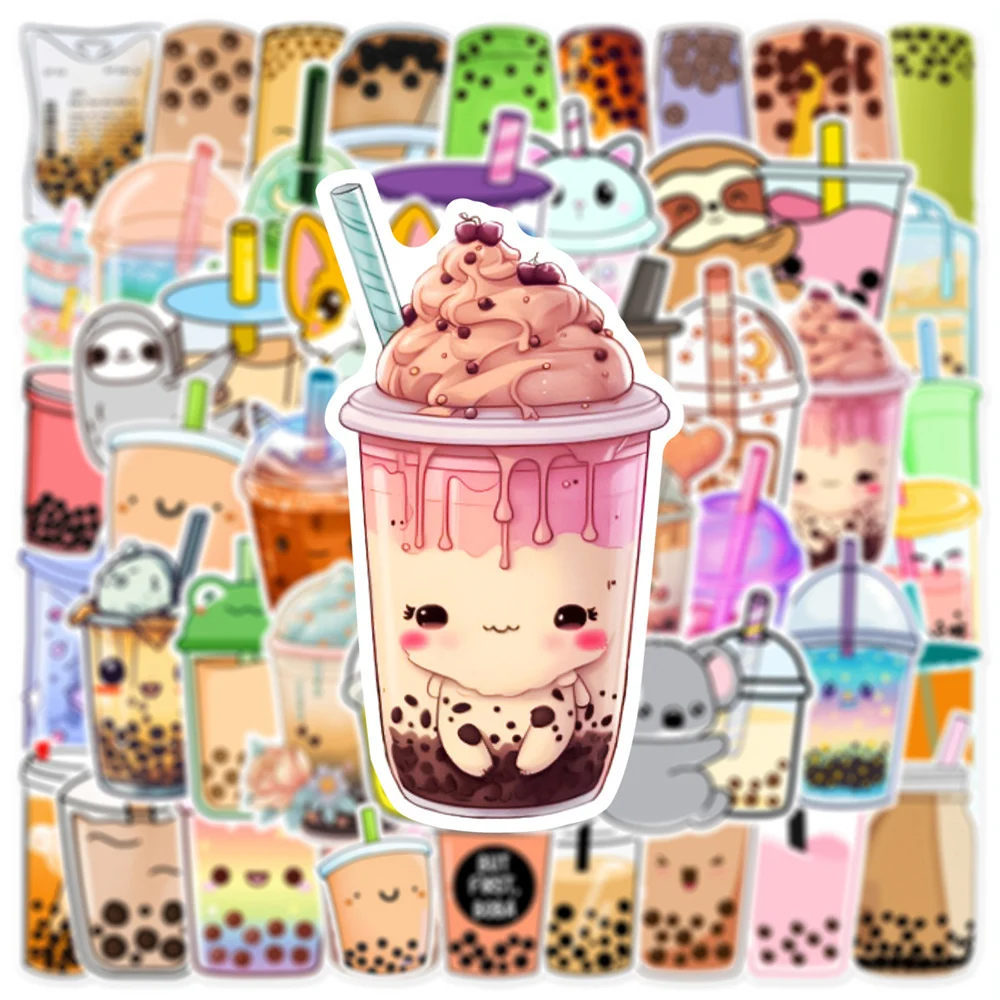 

10/30/50pcs Kawaii Anime Milk Tea Stickers Ins Style Cute Cartoon Sticker Suitcase Scrapbook Bike Phone Decorative Decals Pack