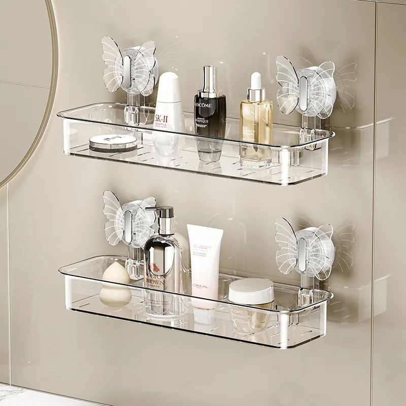 Suction Cup Strong Shelf Toilet Wall Hanging Kitchen Bathroom Shelf Non-punching Storage Rack Cosmetic Storage Box