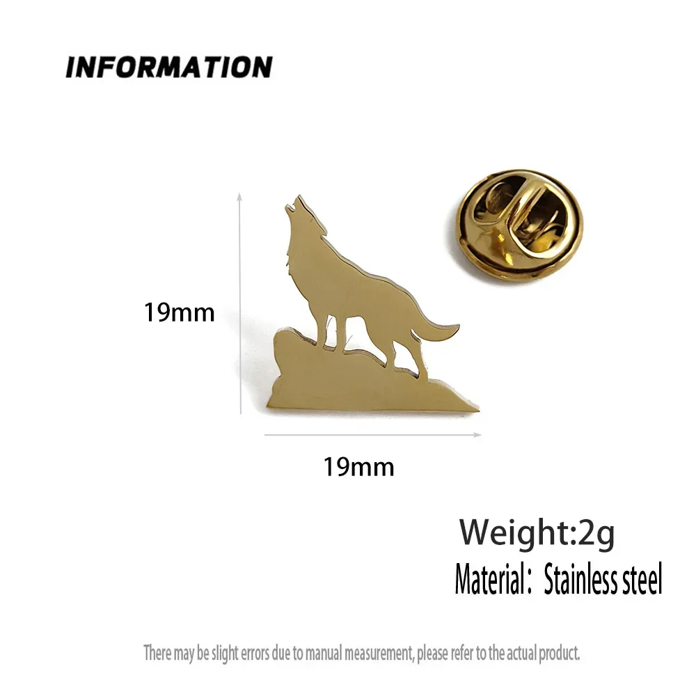 Wolf Brooches Stainless Steel Vintage Animal Badge Fashion Wedding Jewelry Groom Suit Collar Pins Gifts