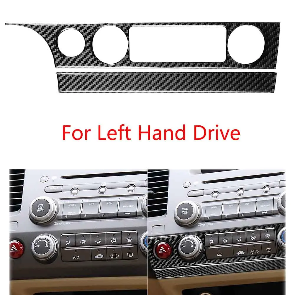 

For Honda Civic 8th Gen 2006-11 Carbon Fiber Interior AC Switch Panel Frame Trim