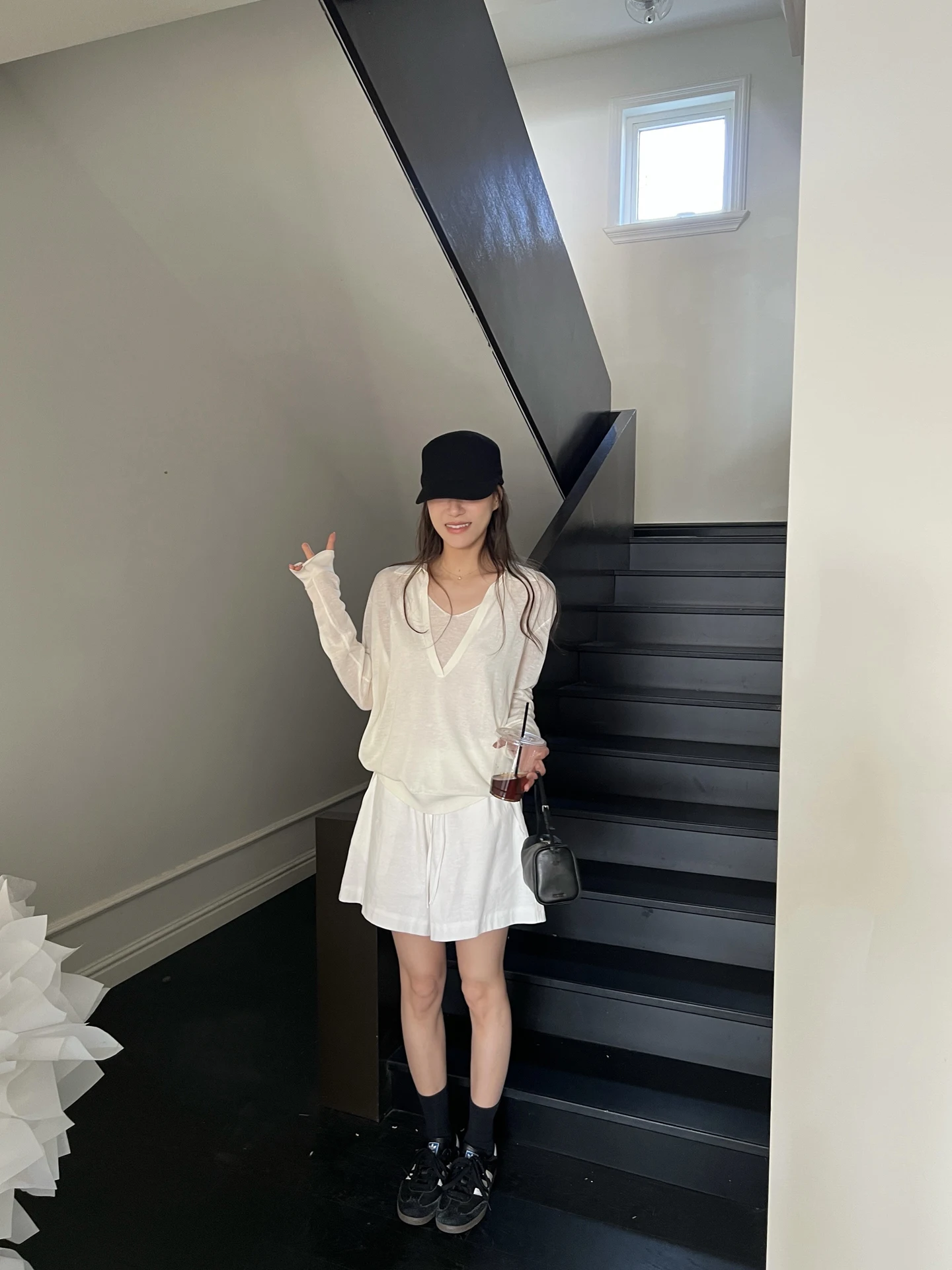 

Loose Fit Long Sleeve Knitted Two-Piece Set Women's Summer Casual Wear Ice Yang Store Ultra Fine Knit Drapey Strap Top