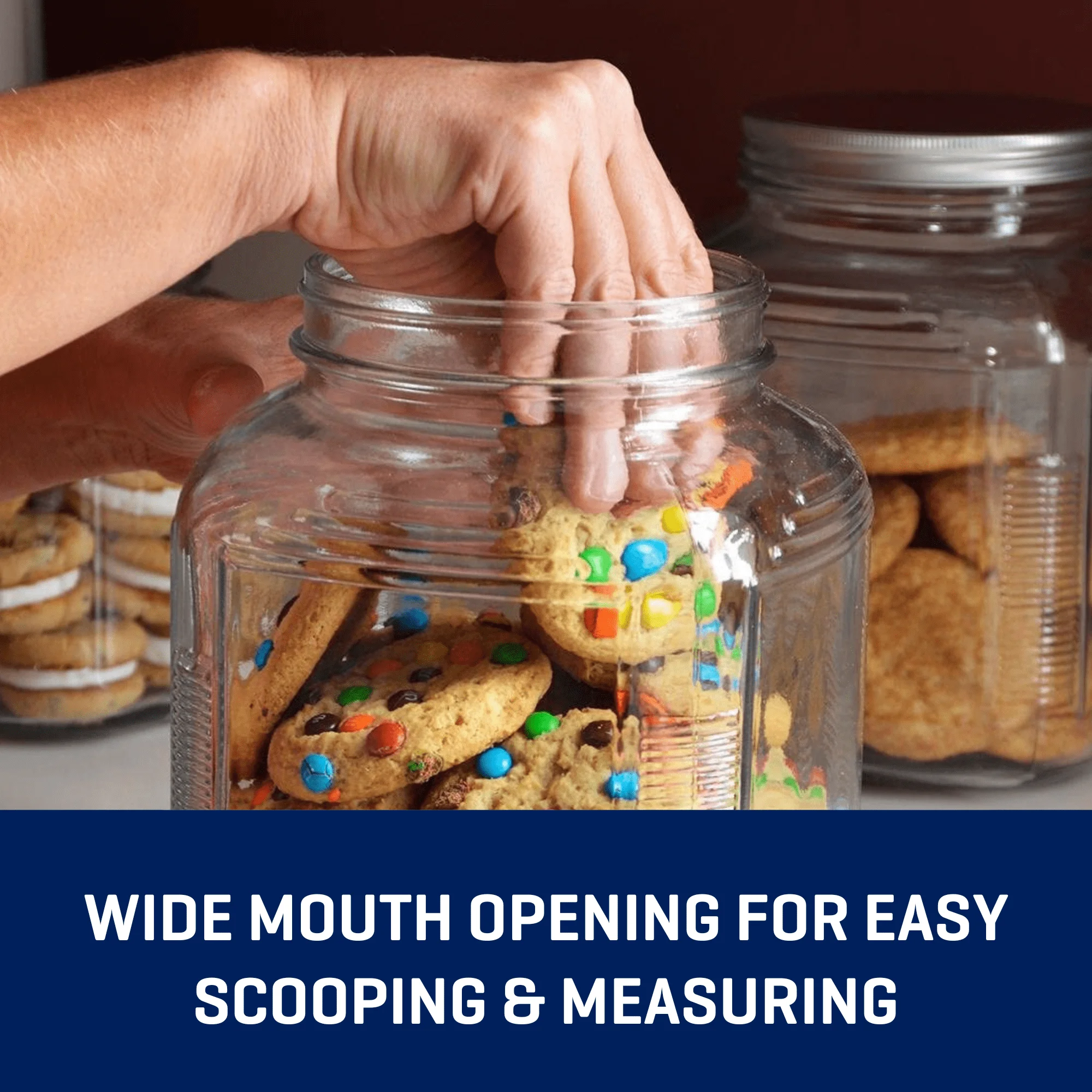 Barattolo per biscotti in vetro con coperchio, 2 qt, coperchio avvitato per sigillare la freschezza