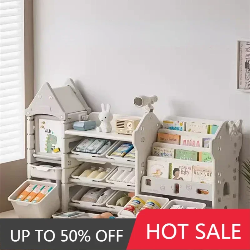 Toy Rack Storage Cabinet Storage Cabinet Multi-layer Combination Bookshelf 2-in-1 Plastic Storage Organizer Plastic Box