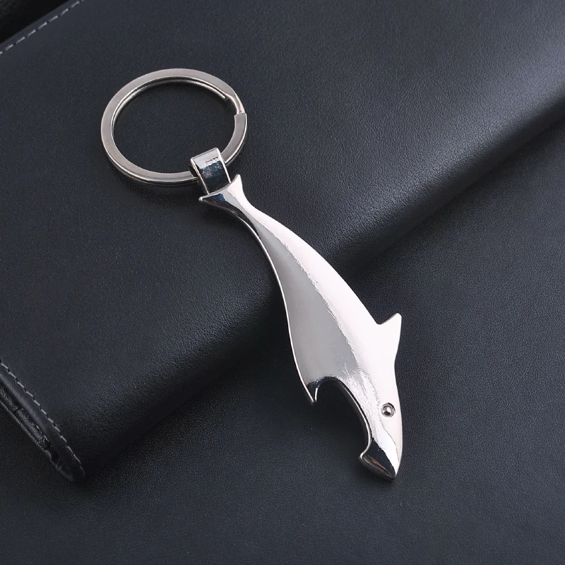 Mini Metal Cute Animal Shark Fish Beer Bottle Opener Keychain Easy Convenient To Carry Small Size Gifts Key Ring Accessories