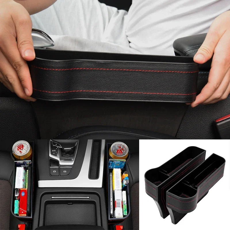 Car Leather Plastic Multifunctional Car Seat Slot Storage Box Mobile Phone Glasses Seat Crevice Tidying Storage Box Auto Stowing