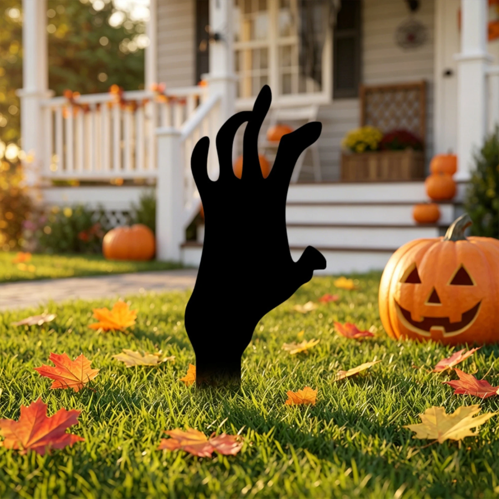 5 Pieces Skeleton Hand Yard Stakes Scary Skeleton Hand Garden Stakes Black Eerie for Halloween