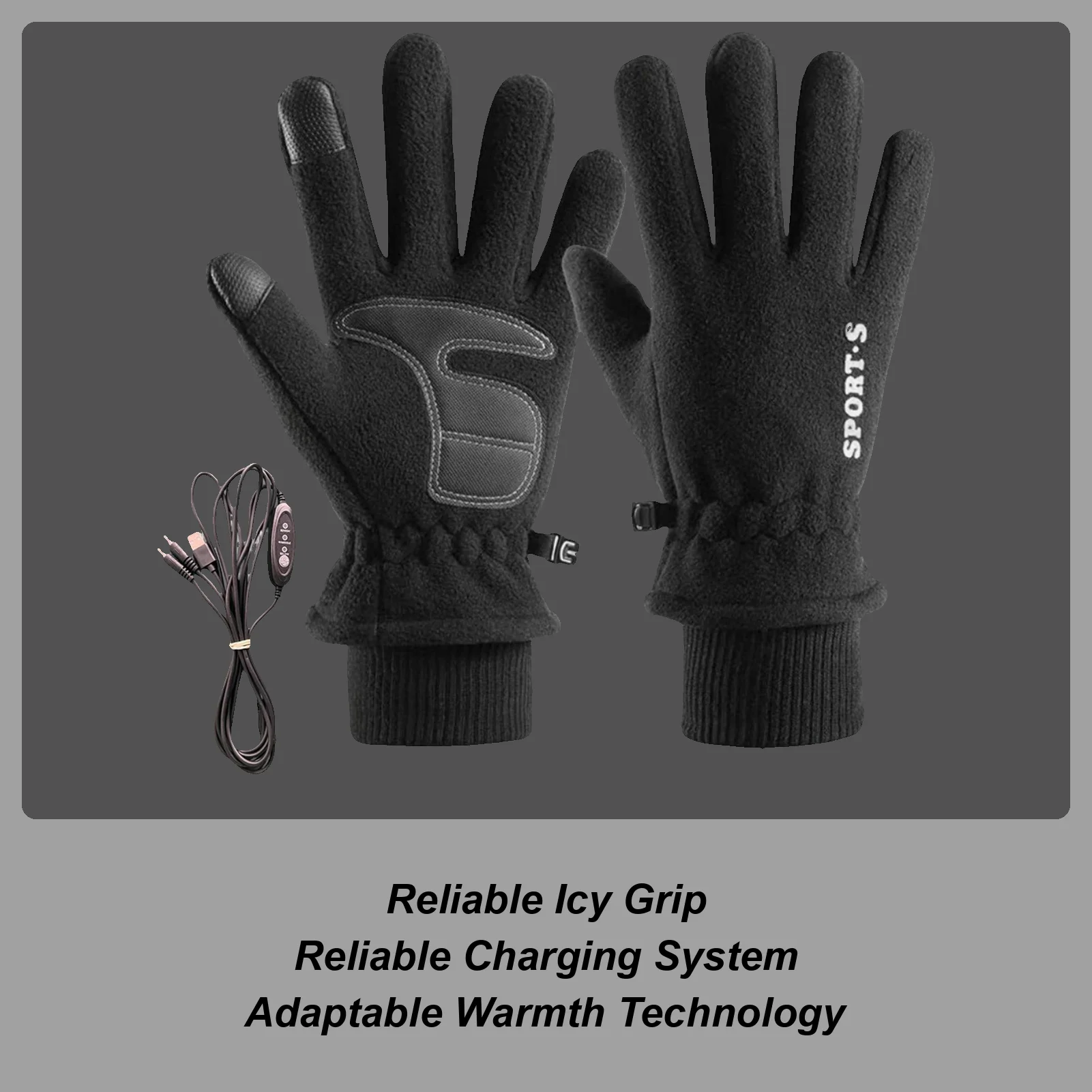 Electric Gloves 3-Level Adjustable Windproof Cold Weather Thermal Heating Gloves For Men Women Outdoor Sports Work Running
