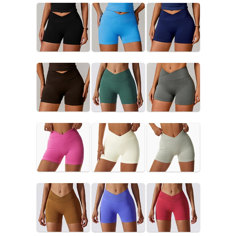 Женские сексуальные эластичные шорты для йоги персикового цвета, бесшовные брюки для фитнеса с узкой талией, спортивные инструменты для похудения и формирования