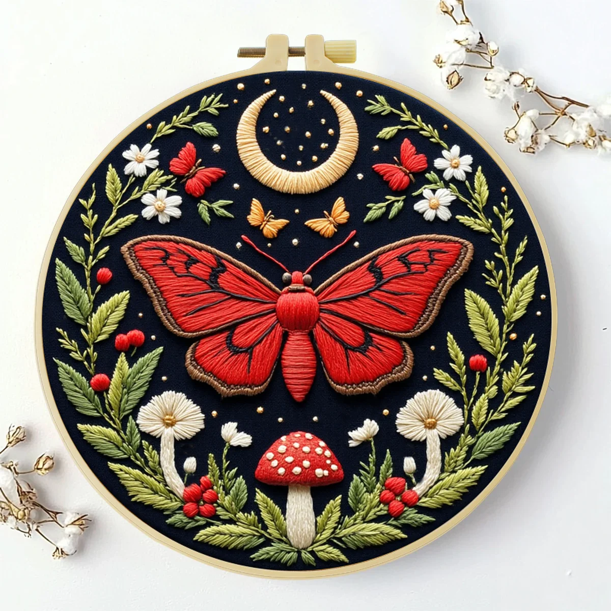 1 Stück 20X20CM/15X15CM 7,87/6,3 Zoll Ein Wunderschöner Roter Schmetterling Taschen-Stickerei-Starter-Kit DIY-Kit Handwerk Malerei Nähen Kunst – Detail 2