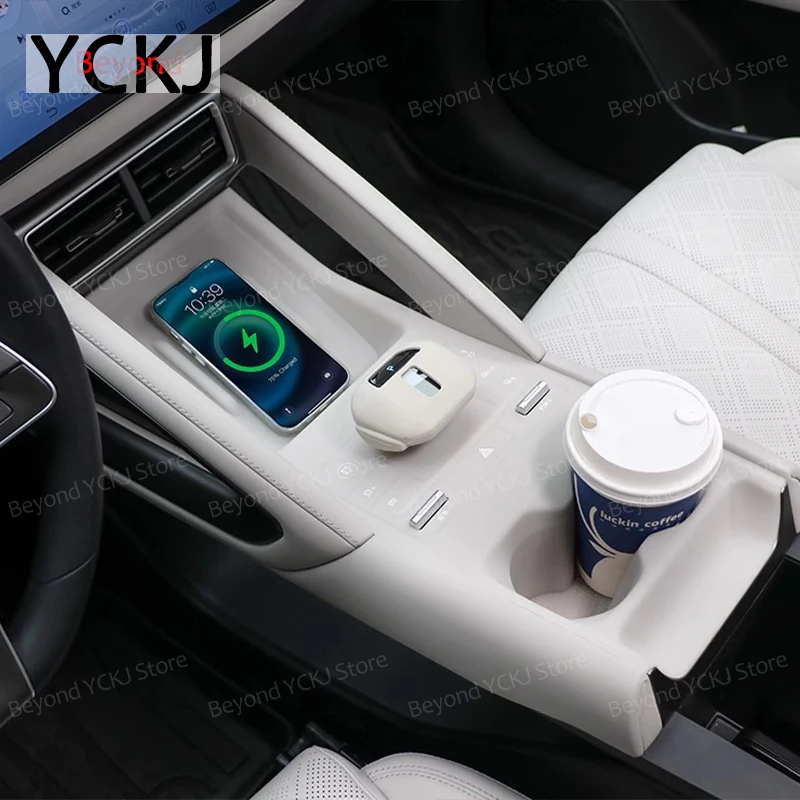 

Силиконовый защитный коврик для BYD Yuan Pro Yuan UP EV 23-24, противоскользящий коврик для чашки с центральным управлением и беспроводной зарядкой, с ящиком для хранения