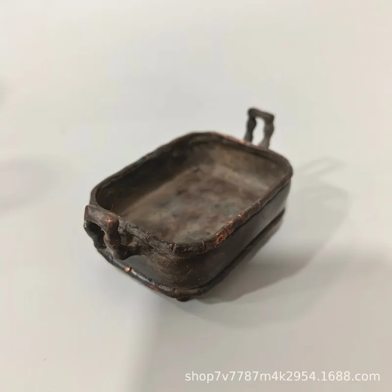 Antique-Style Brass Craft Rectangular Incense Burner Home Living Room Decorative Ornament