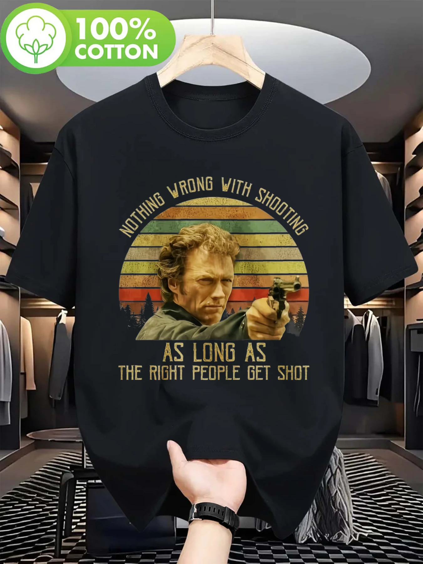 Vintage T-Shirt Featuring Dirty Harry It'S Acceptable To Shoot As Long As The Right Individuals Are Targeted Black Men's T-Shirt