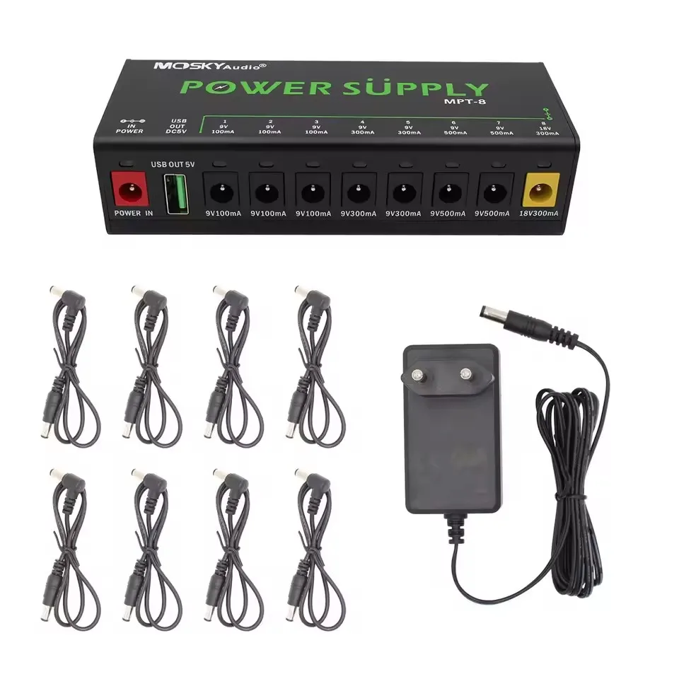 MOSKYAUDIO MPT-8 Guitar Effect Pedal 8 Isolated DC Output/ 5V USB Output for 9V 100-500Mah 18V 300Mah  POWER SUPPLY view 2