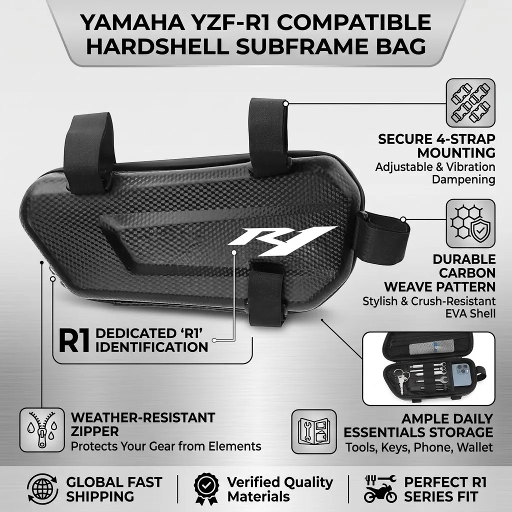EVA Hard Shell Thickened Fabric Motorcycle Storage Bag Side Bag With LOGO For Yamaha R1 YZFR1 YZF-R1