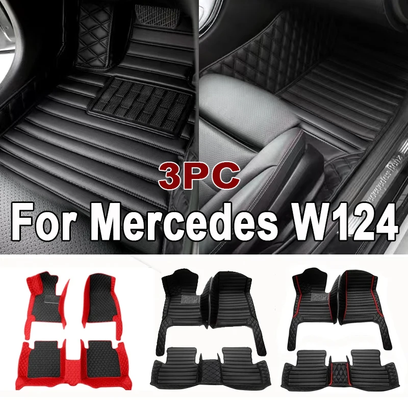 Custom Automotive Car Floor Mats For Mercedes W124 1985 1986 1987 1988 1989 Auto Luxury Leather Men Women Car Mats Full Coverage