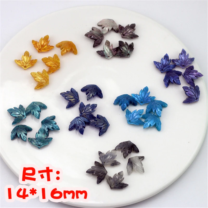 20Pcs/Lot new 16MM Acetic Acid Flower Leaves Beads Torus Spacer Beads Charm Connectors Diy Hair Jewelry Making Resin Accessories