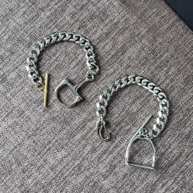 High Quality Stainless Steel Stirrup Buckle Bracelet 7.5inch Animal Horse Chain Confinement for Women and Men Gifts Dail