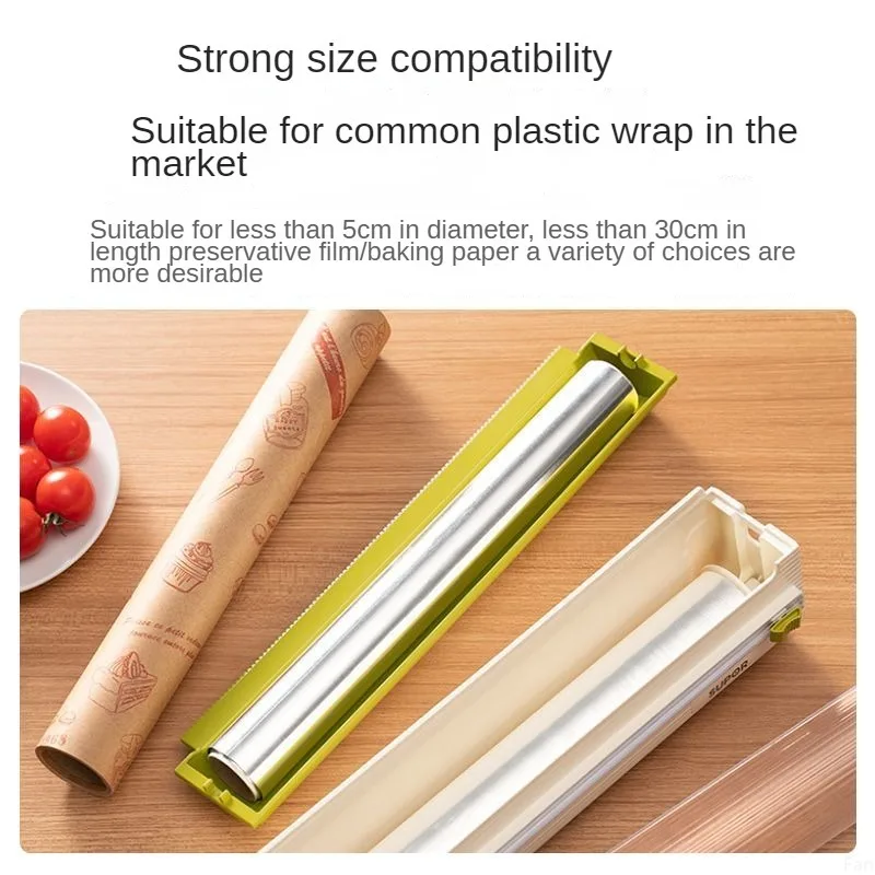 Cling Film Cutter Double Compartment Adjustable Size Food Preservation Kitchen Magnetic Baking Cutting Boxer Food Processors