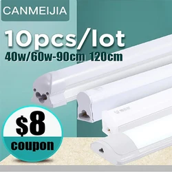 Tubo de luz Led T5 T8 de 220V y 120cm para el hogar, barra de tubo de lámpara Led de 40W, 60W, blanco frío, cálido, tubo de luz Led de 4 pies, iluminación de tubo de 1200mm