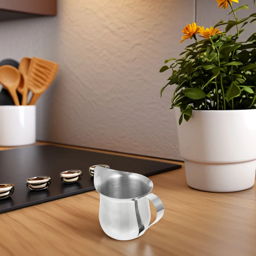 

2 Pcs Stainless Steel Milk Cup Gravy Boat with Lid Espresso Frothing Pitcher Pouring Frother Coffee Syrup Dispenser Cream