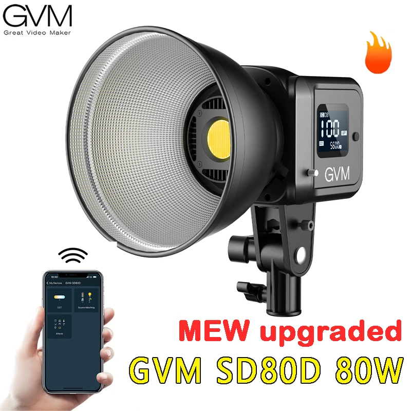 

GVM SD80D 80w Video Light Bi-Color Spoltlight Daylight Can use Battery For Photo Shoot Camera Photographic PK Yongnuo Nangguang