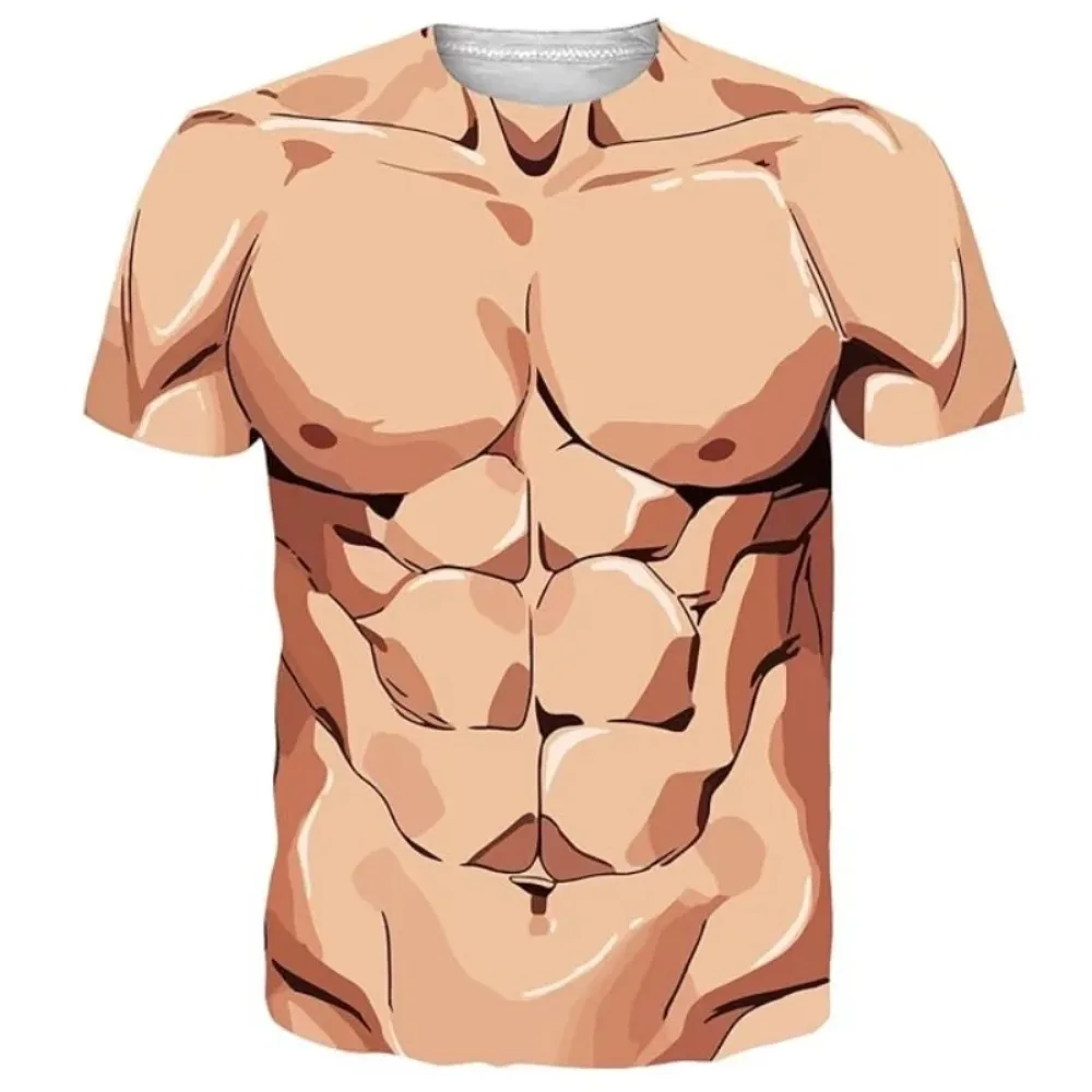 Role-playing Funny Muscle Pattern 3D Print Breatha Quickdry Men Women T-Shirt Outdoor Street Casual Fashion Parentchild Clothing